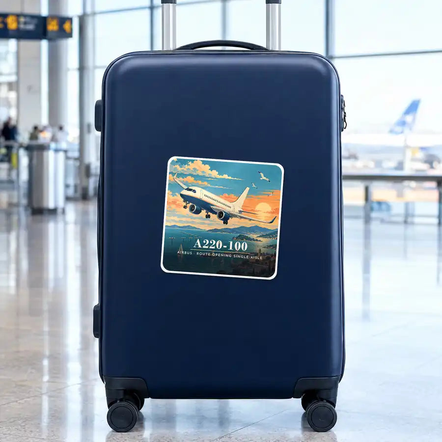 Airbus A220-100 - 3D - Square Sticker - Suitcase