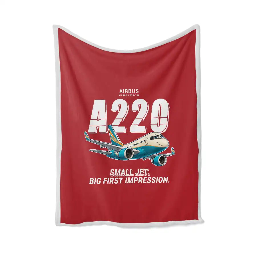 Airbus A220-100 - Cartoon - Blanket - Red