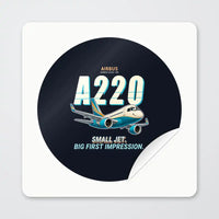 Thumbnail for Airbus A220-100 - Cartoon - Circle Sticker - Peel