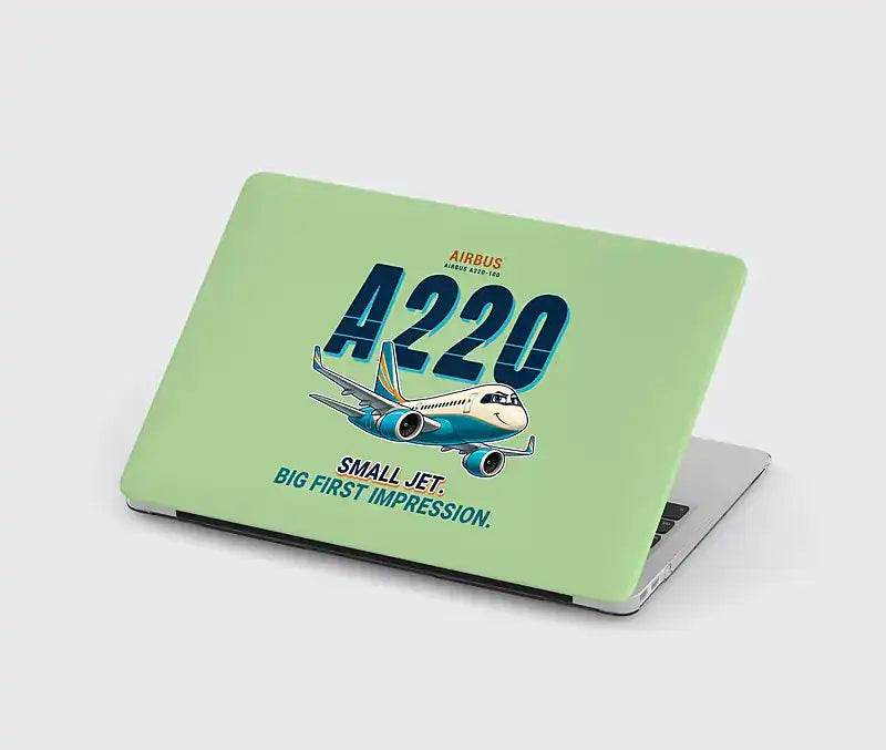 Airbus A220-100 - Cartoon - MacBook Case - Light Green