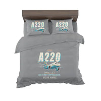 Thumbnail for Airbus A220-100 - Cartoon + Name - Bedding Set - Gray