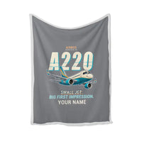 Thumbnail for Airbus A220-100 - Cartoon + Name - Blanket - Gray