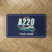Thumbnail for Airbus A220-100 - Cartoon + Name - Rectangle Carpet - Dark Blue