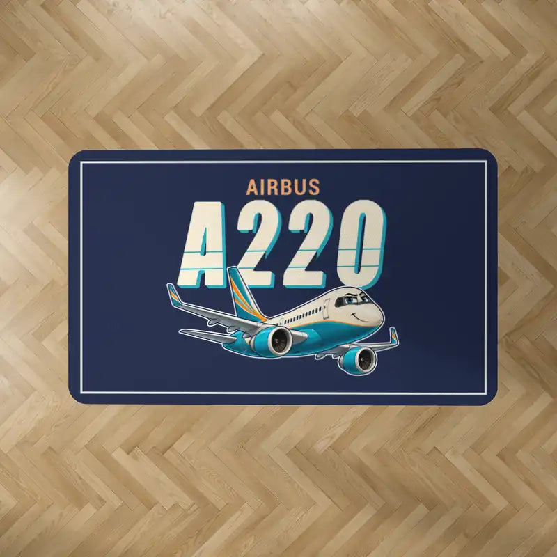 Airbus A220-100 - Cartoon - Rectangle Carpet - Dark Blue
