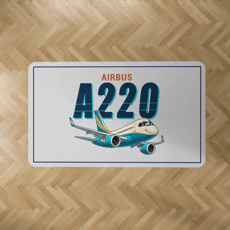 Airbus A220-100 - Cartoon - Rectangle Carpet - Light Gray