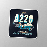 Thumbnail for Airbus A220-100 - Cartoon - Square Sticker - Close-up