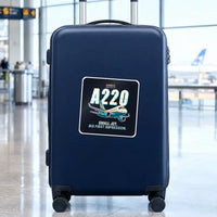 Thumbnail for Airbus A220-100 - Cartoon - Square Sticker - Suitcase