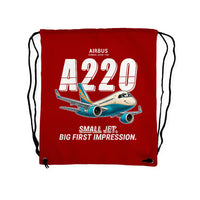 Thumbnail for Airbus A220-100 - Drawstring Bag - Cartoon - Red