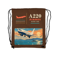 Thumbnail for Airbus A220-100 - Drawstring Bag - Classic - Brown