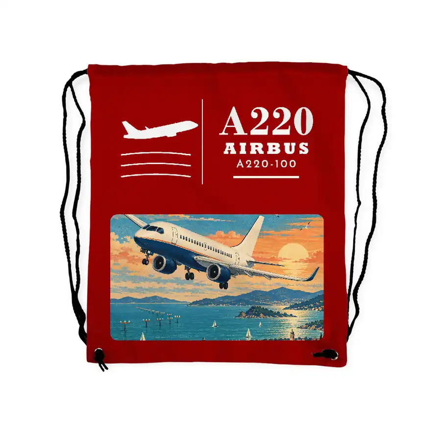 Airbus A220-100 - Drawstring Bag - Classic - Red