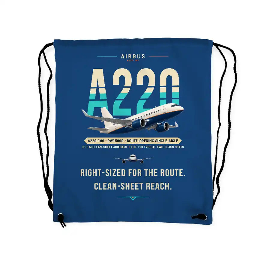 Airbus A220-100 - Drawstring Bag - Original - Blue