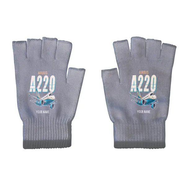 Airbus A220-100 - Gloves - Cut - Cartoon + Name - Gray