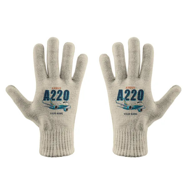 Airbus A220-100 - Gloves - Full - Cartoon + Name - Beige