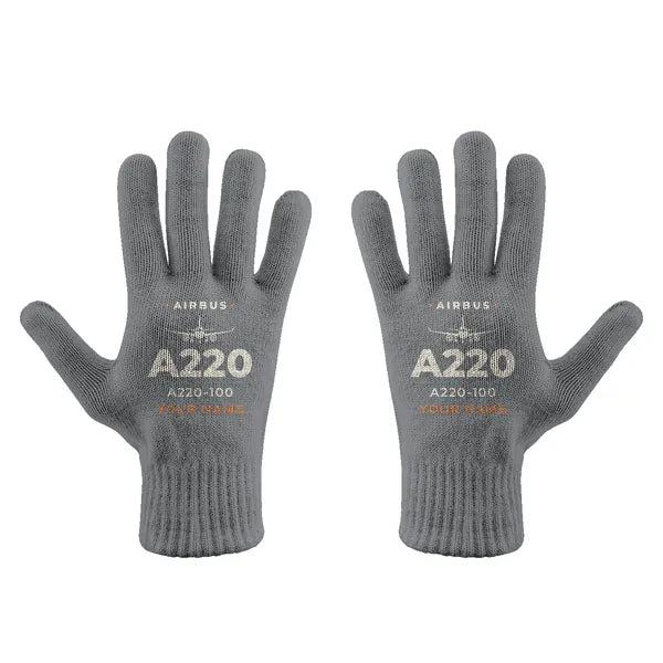 Airbus A220-100 - Gloves - Full - Heritage + Name - Gray