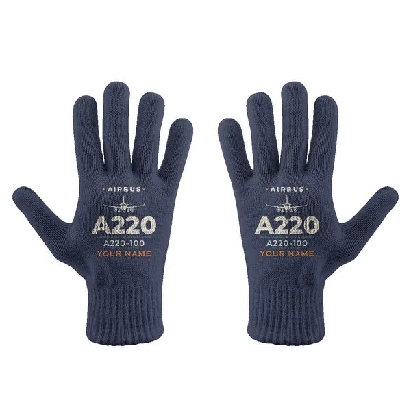 Airbus A220-100 - Gloves - Full - Heritage + Name - Navy Blue