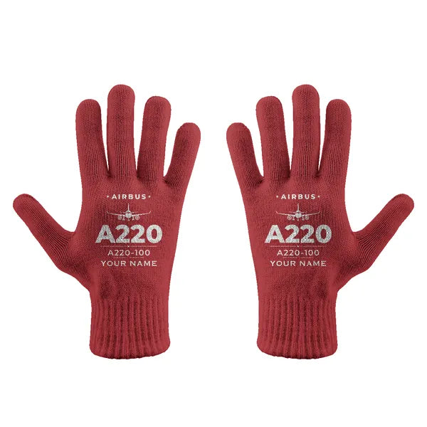 Airbus A220-100 - Gloves - Full - Heritage + Name - Red