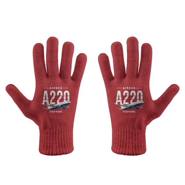 Airbus A220-100 - Gloves - Full - Original + Name - Red