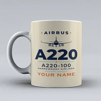 Thumbnail for Airbus A220-100 - Heritage + Name - Mug - Beige