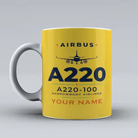 Thumbnail for Airbus A220-100 - Heritage + Name - Mug - Yellow