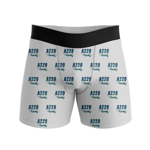 Airbus A220-100 - Men Boxers - Cartoon Pattern - Light Gray
