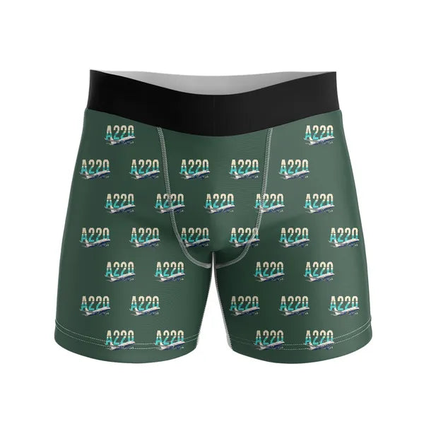 Airbus A220-100 - Men Boxers - Original Pattern - Dark Green