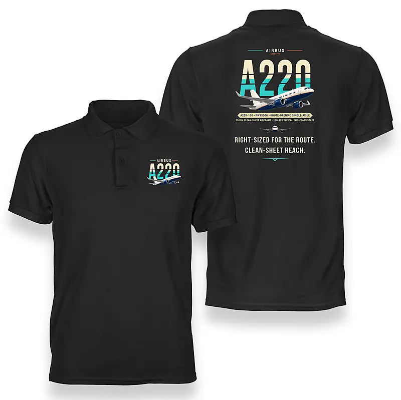 Airbus A220-100 - Original - Double-Side Polo - Black