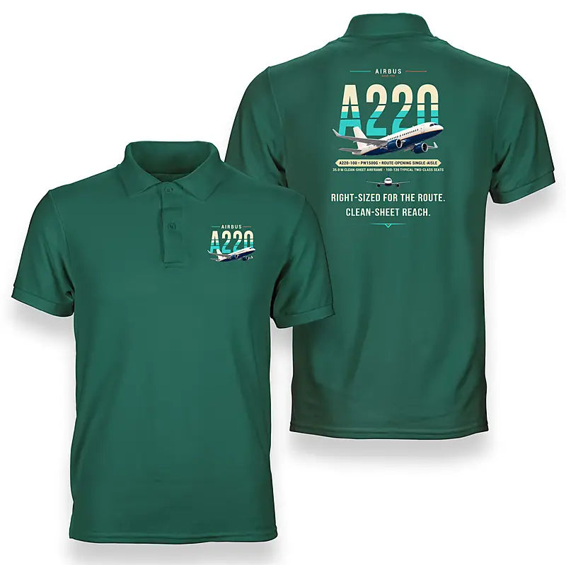Airbus A220-100 - Original - Double-Side Polo - Green