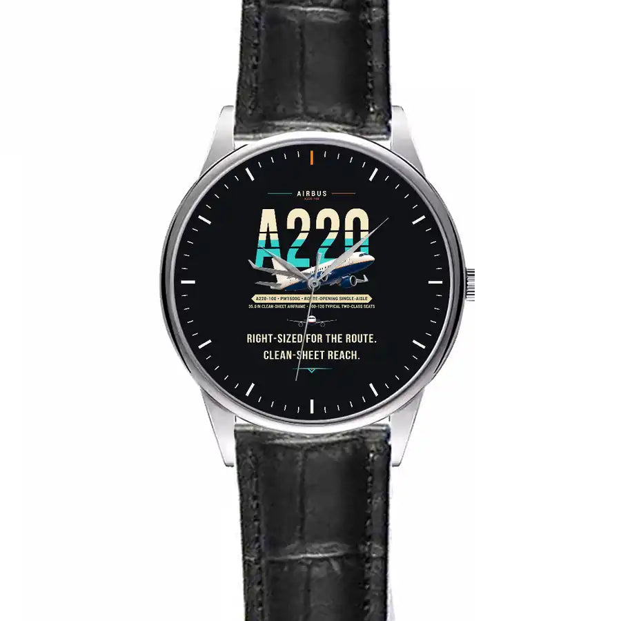 Airbus A220-100 - Original - Leather Strap - Striped Black Leather Strap