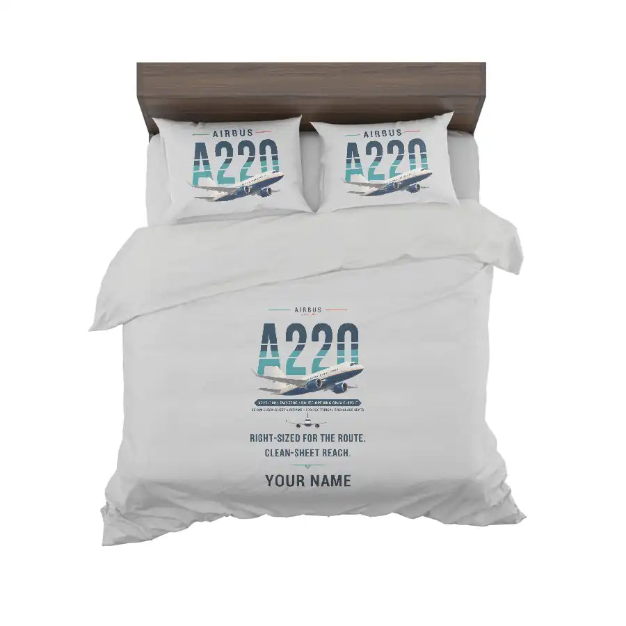 Airbus A220-100 - Original + Name - Bedding Set - Light Gray