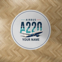 Thumbnail for Airbus A220-100 - Original + Name - Round Carpet - Light Gray