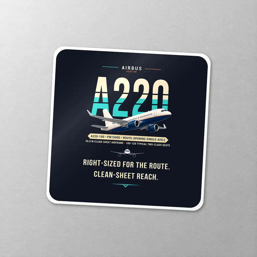 Airbus A220-100 - Original - Square Sticker - Close-up