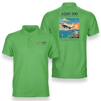 Thumbnail for Airbus A220-100 - Poster - Double-Side Polo - Light Green