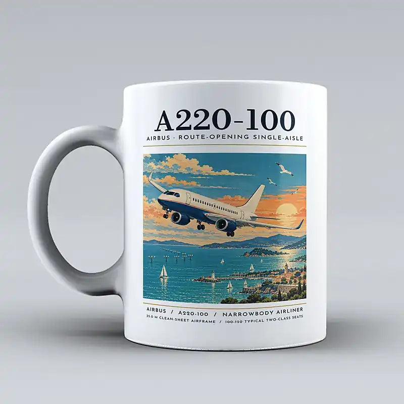 Airbus A220-100 - Poster - Mug - White