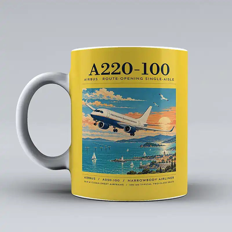 Airbus A220-100 - Poster - Mug - Yellow