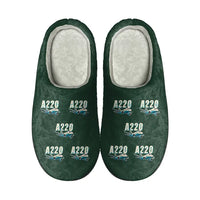Thumbnail for Airbus A220-100 - Slippers - Cotton - Cartoon Pattern - Dark Green