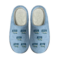 Thumbnail for Airbus A220-100 - Slippers - Cotton - Cartoon Pattern - Light Blue