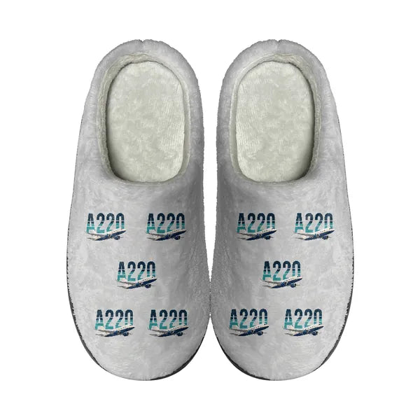 Airbus A220-100 - Slippers - Cotton - Original Pattern - Light Gray