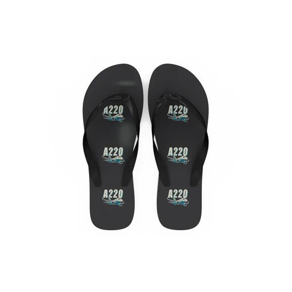 Airbus A220-100 - Slippers - Flip Flops - Cartoon Pattern - Black
