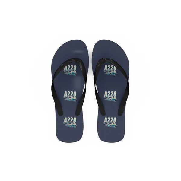 Airbus A220-100 - Slippers - Flip Flops - Cartoon Pattern - Navy Blue