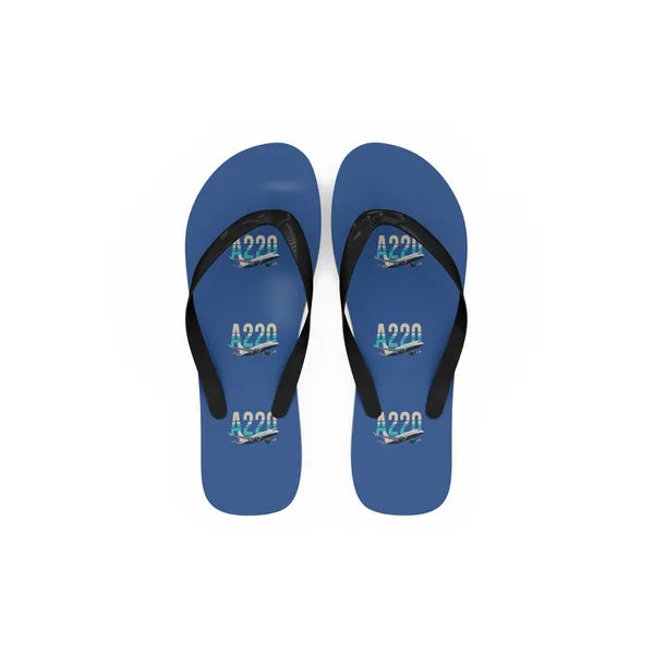 Airbus A220-100 - Slippers - Flip Flops - Original Pattern - Blue