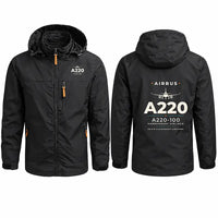 Thumbnail for Airbus A220-100 Stylish Jackets - Hooded Windbreaker - Heritage - Black