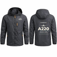 Thumbnail for Airbus A220-100 Stylish Jackets - Hooded Windbreaker - Heritage - Charcoal