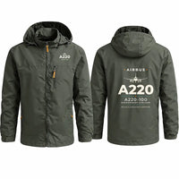 Thumbnail for Airbus A220-100 Stylish Jackets - Hooded Windbreaker - Heritage - Olive Green