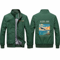 Thumbnail for Airbus A220-100 Stylish Jackets - Stand Collar - Poster - Green