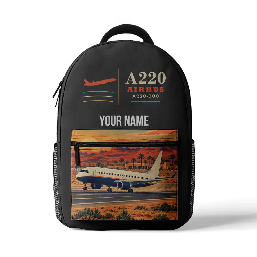 Airbus A220-300 - 3D Backpack - Gray + Name