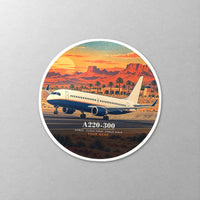 Thumbnail for Airbus A220-300 - 3D + Name - Circle Sticker - Close-up