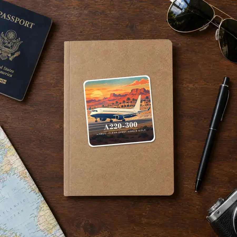 Airbus A220-300 - 3D - Square Sticker - Notebook