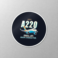 Thumbnail for Airbus A220-300 - Cartoon - Circle Sticker - Close-up