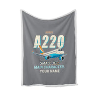 Thumbnail for Airbus A220-300 - Cartoon + Name - Blanket - Gray