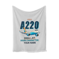 Thumbnail for Airbus A220-300 - Cartoon + Name - Blanket - Light Gray